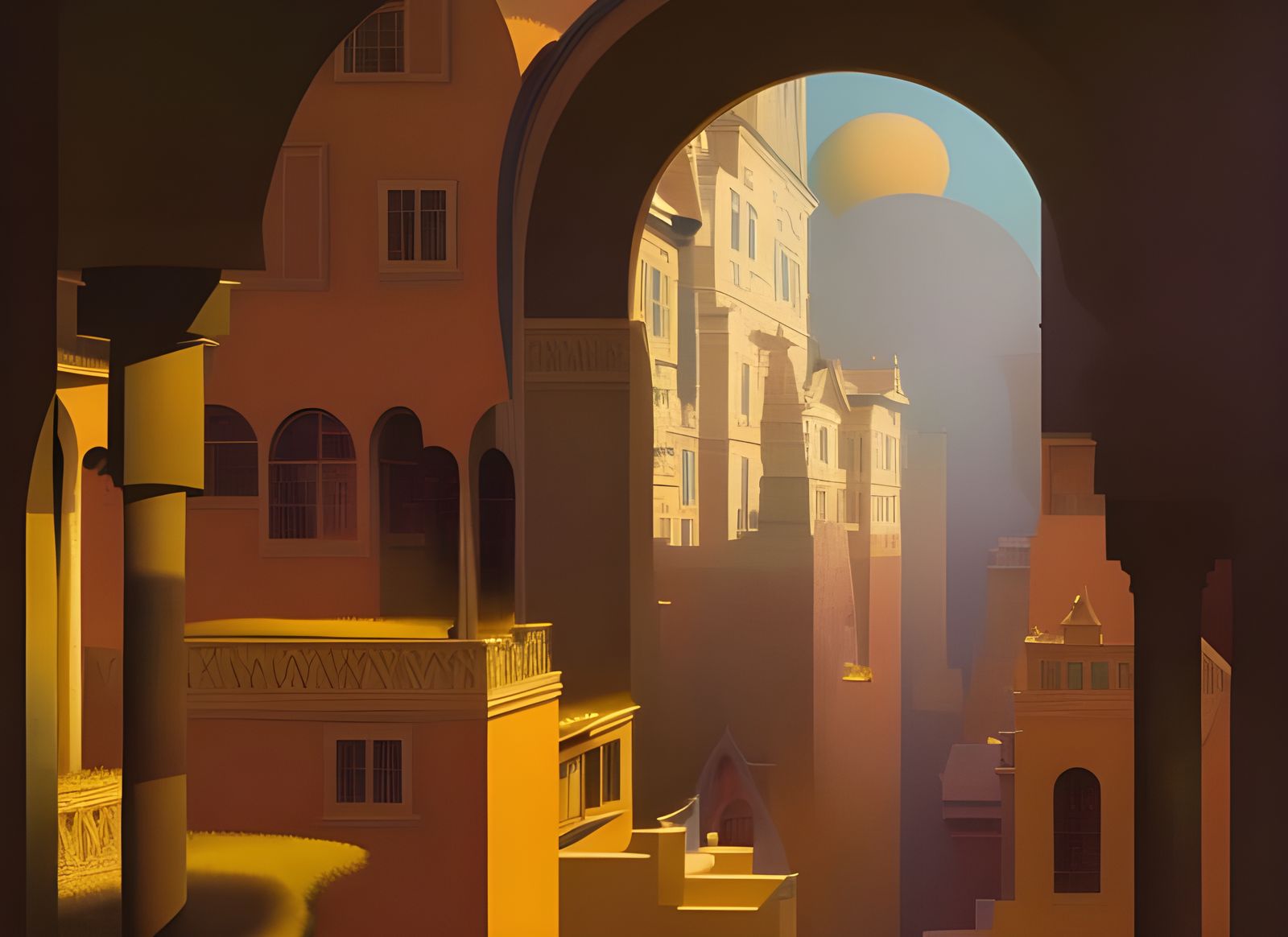 Golden Abstract Cycles: Matte Painting with Fine Detail