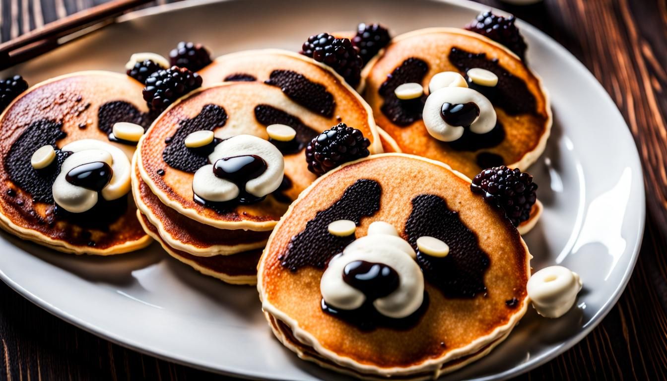 Panda Pancakes with Dramatic Lighting