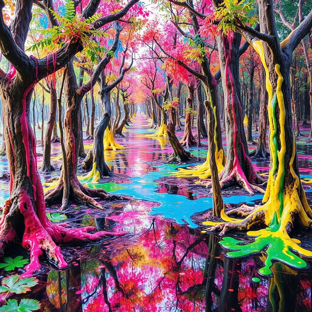 Surreal Forest Unravels into Abstraction