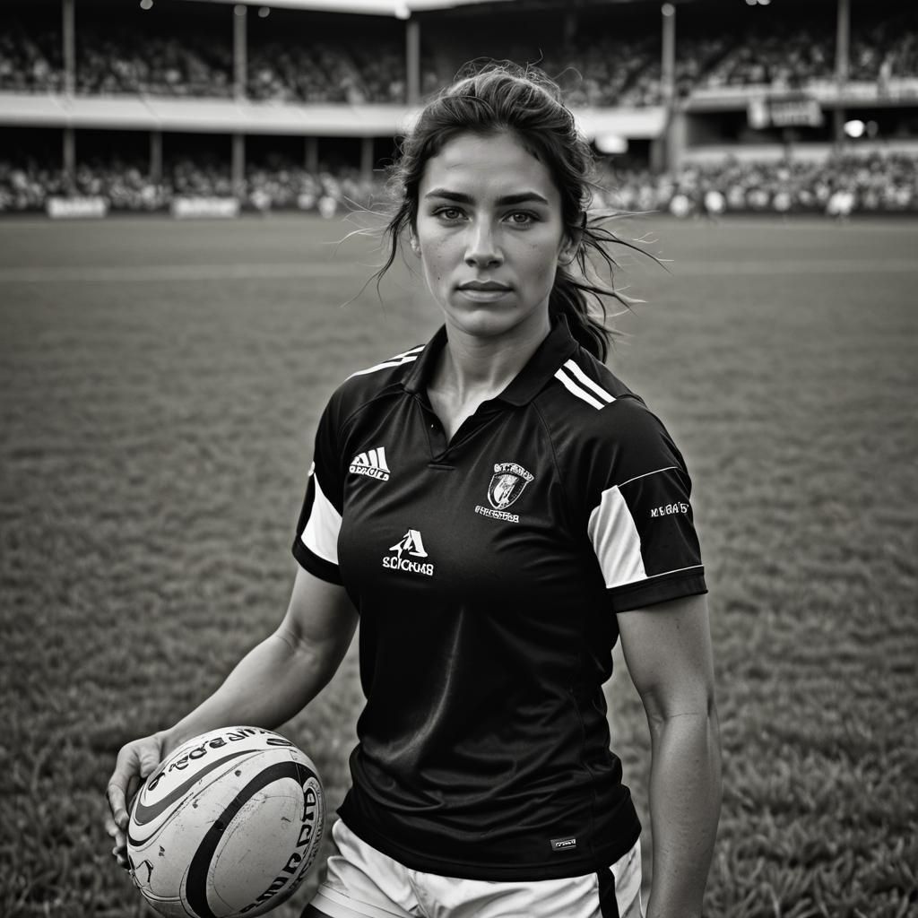 Fit Rugby Player Posing for Portrait Photo