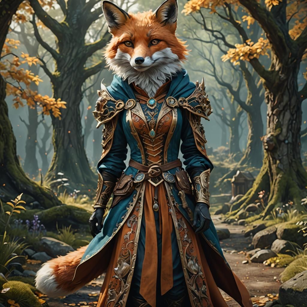 Anthropomorphic Fox in Detailed Fantasy Art