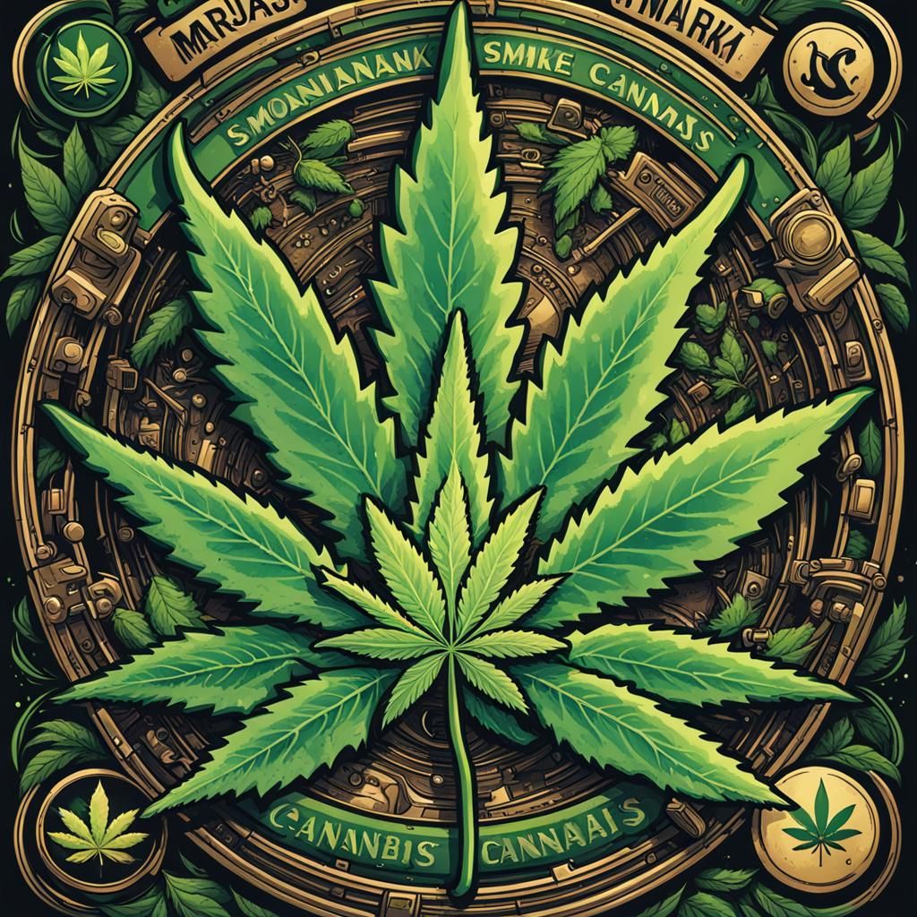 Cannabis Smoking Items Logo in Comic Book Art
