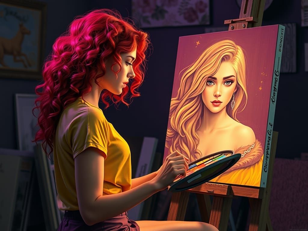 Hyperrealistic Portrait of Two Women in Art Nouveau Style