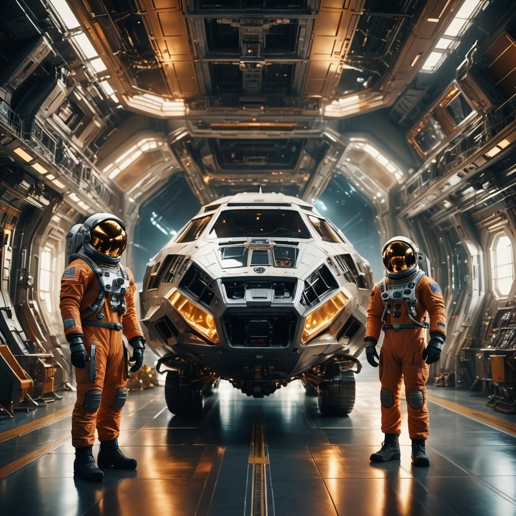 Astronauts and Spacecraft in Cinematic Photo