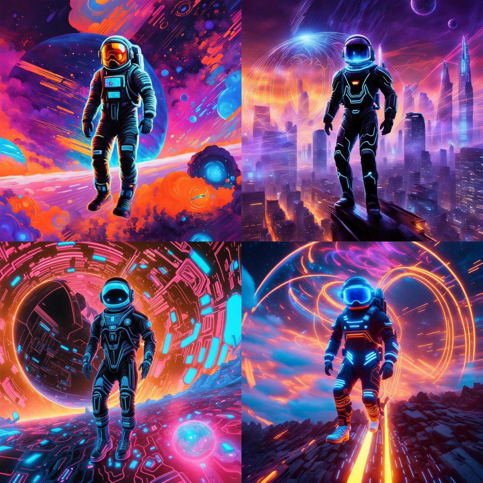 Futuristic Cyber Astronaut Tron in Detailed Digital Art