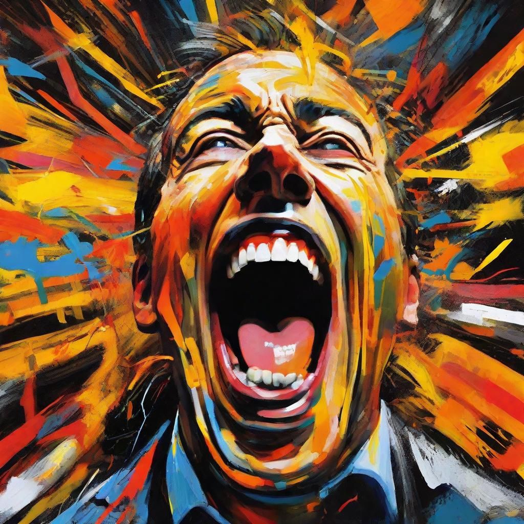 Expressionist Businessman's Scream in Splash Art Style