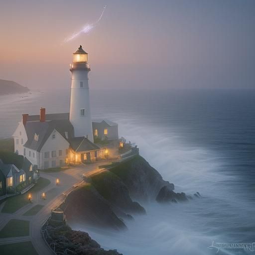 Ocean Wedding Sparkles by Lighthouse in Morning Light