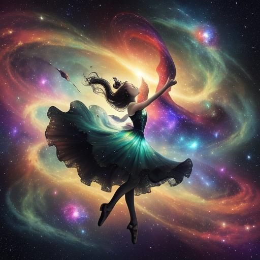 Cosmic Ballerina: Nebula and Black Hole Fusion