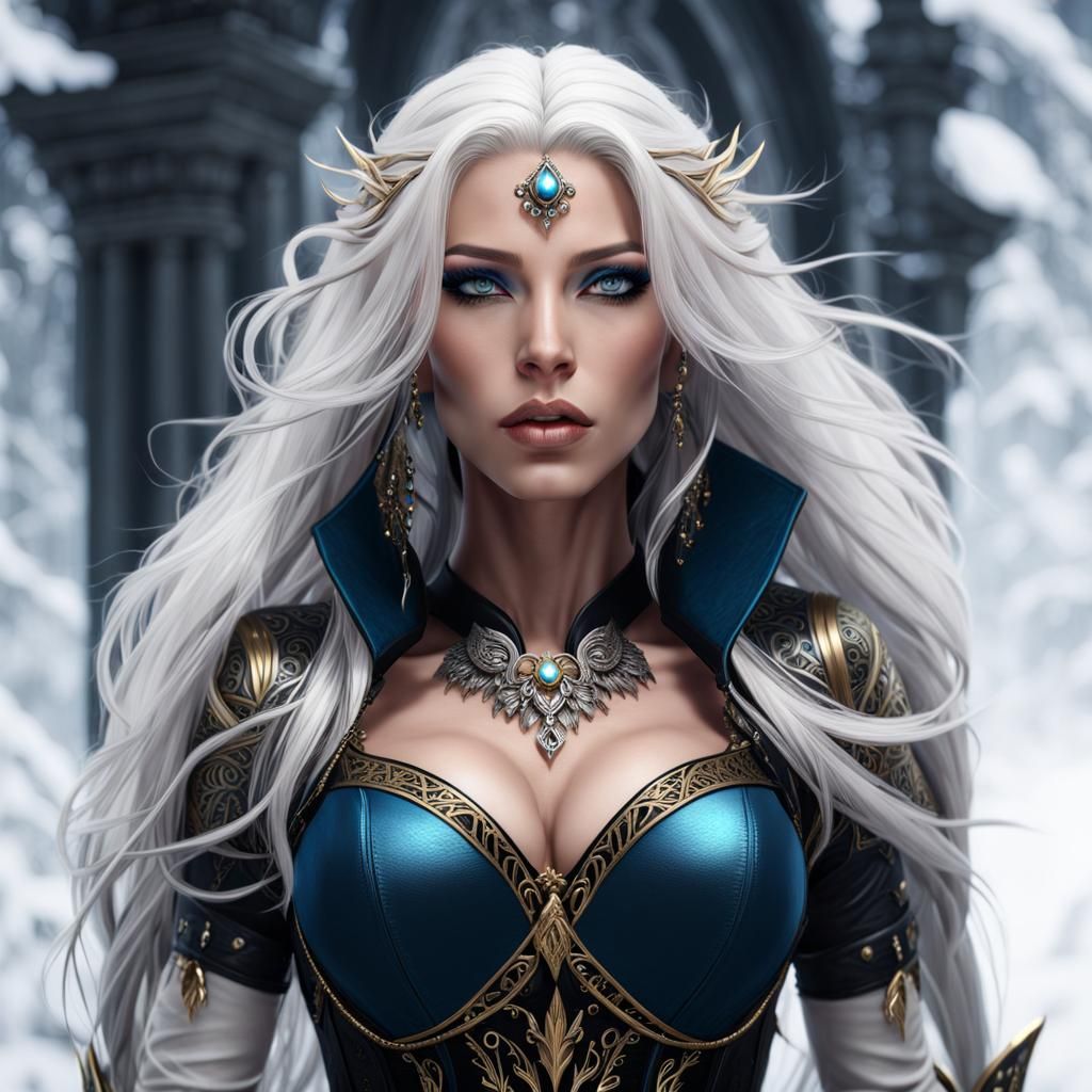 Elven Thief with Tattoos in Winter Forest