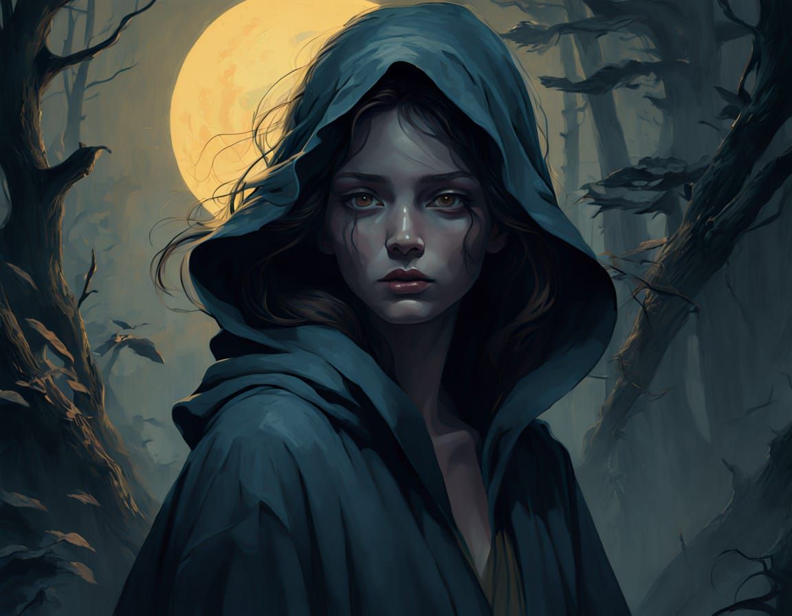 Mysterious Woman in Golden Shadows