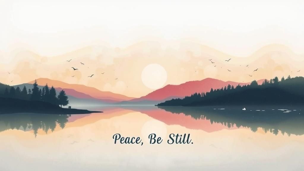 Minimalist Ink Poster of Peaceful Nature Scene