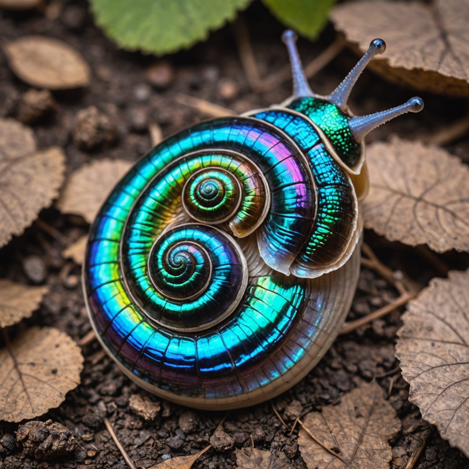 Iridescent Escargot in Shimmering Hues
