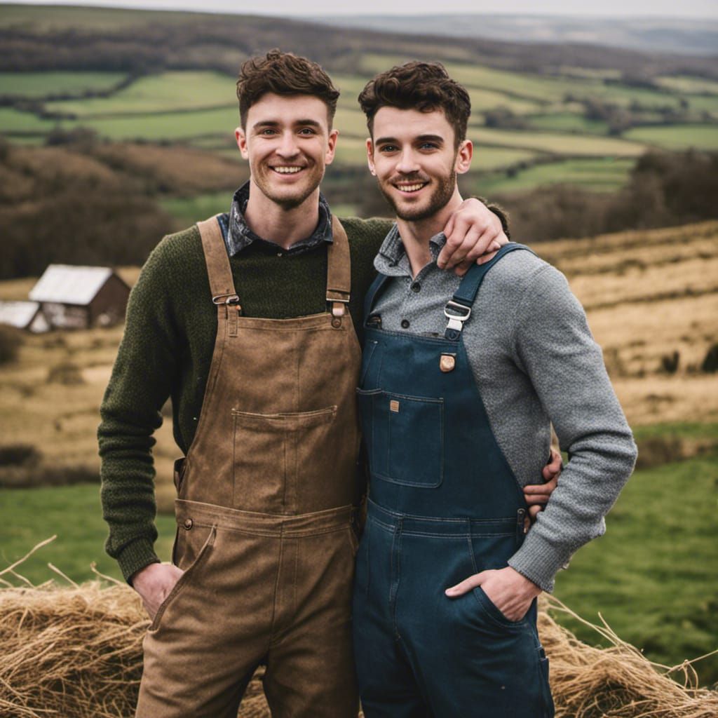 Loving Embrace of Two Young Farmers