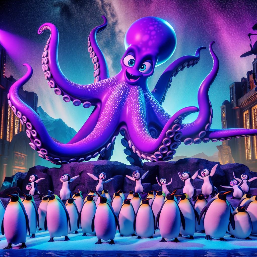 Octopus Twerking With The  Penguins at the Zoo