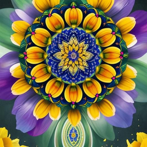 mandala with ring of daffodils