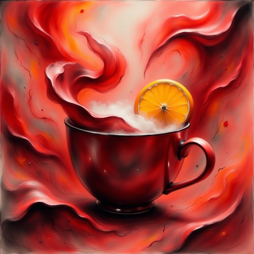 Surreal Hot Chocolate Scene in Cool Colors