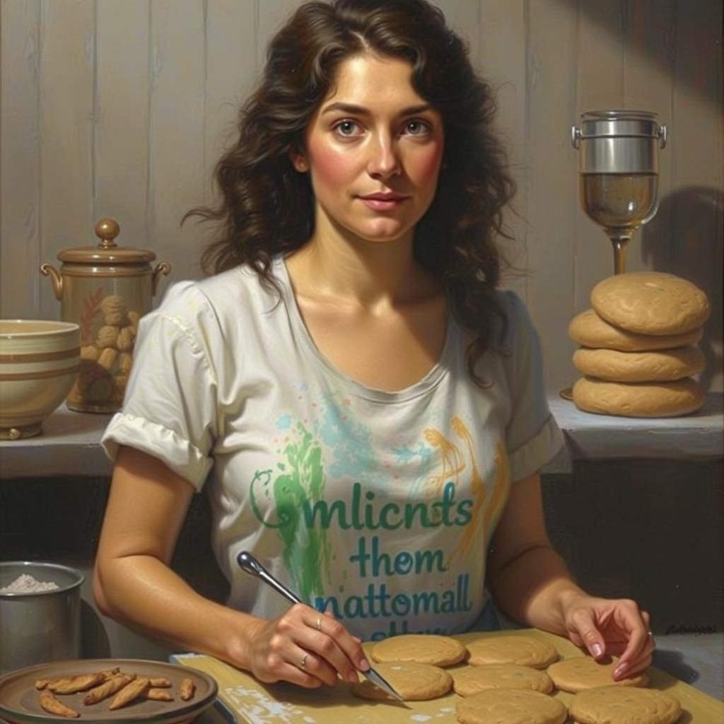 Woman Baking Cookies, Oil Painting by James Gurney
