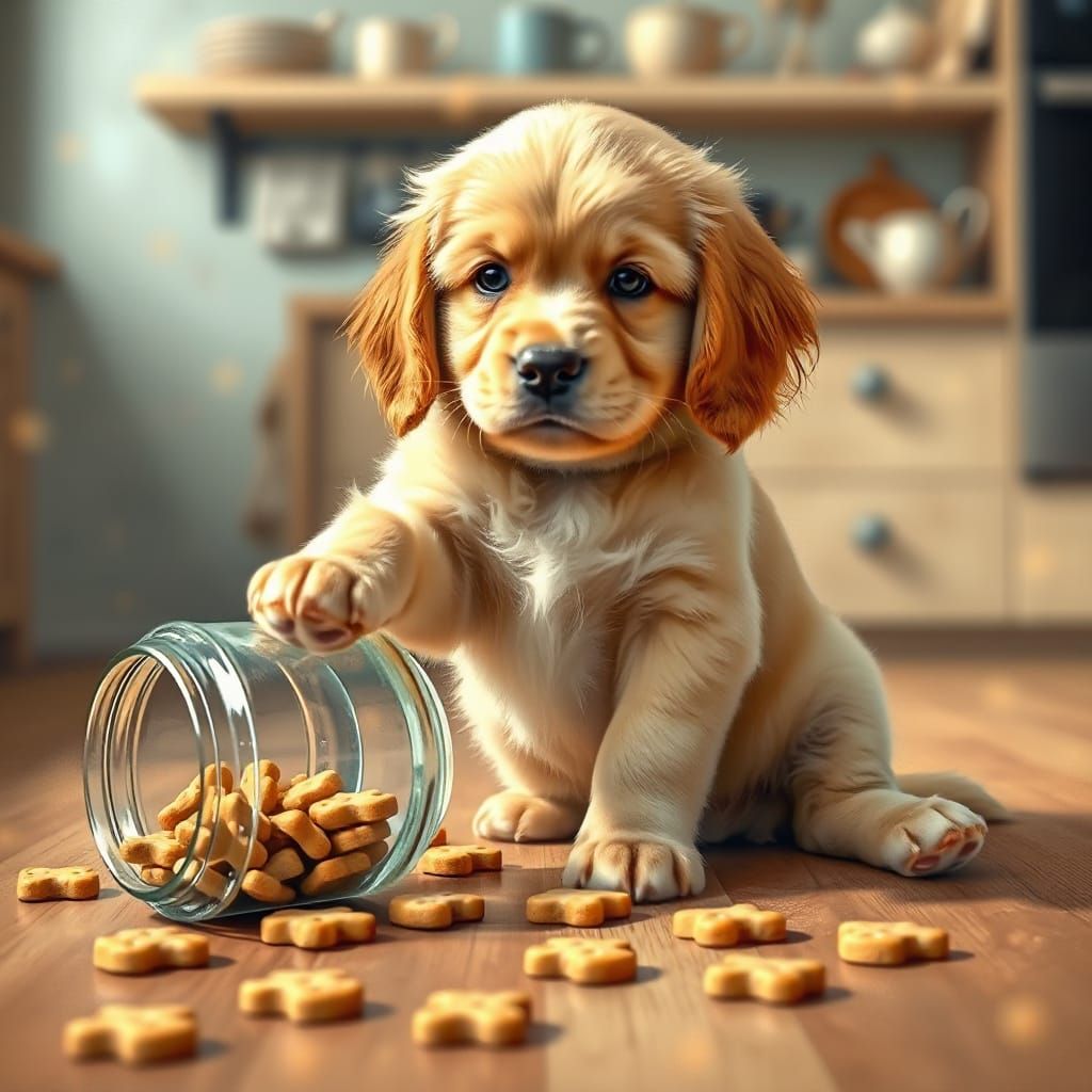 Spaniel Spilled Doggy Biscuits
