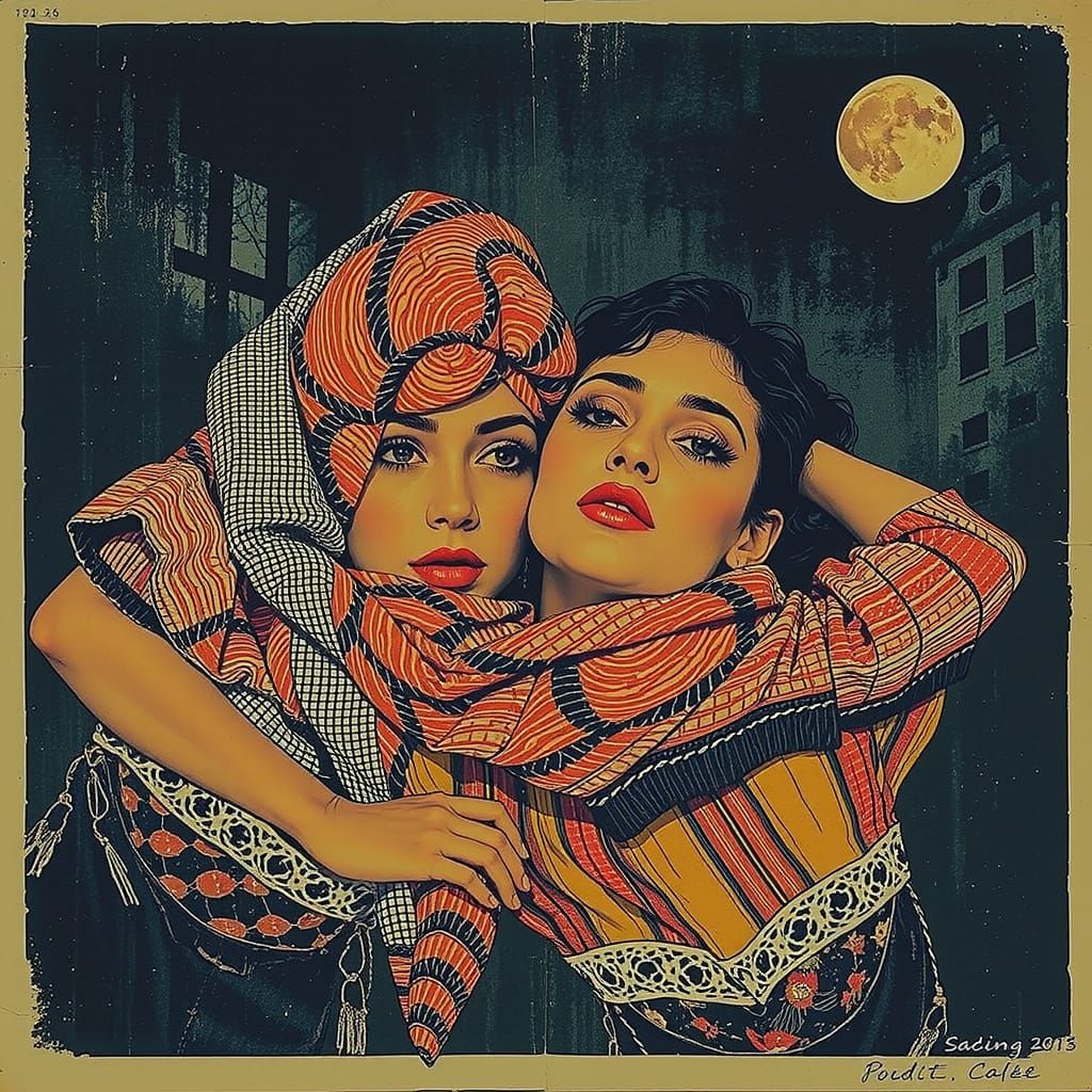 Nostalgic Collage: Vintage Postcard Shadow Play Art