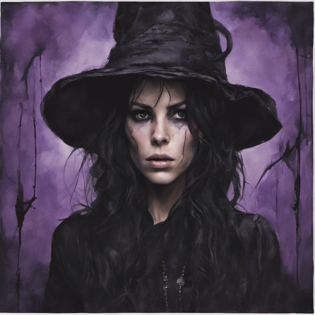 Evil Witch Summons Spirit: Hyperdetailed Digital Portrait