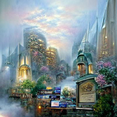 Ethereal Future New York City in Luminist Style