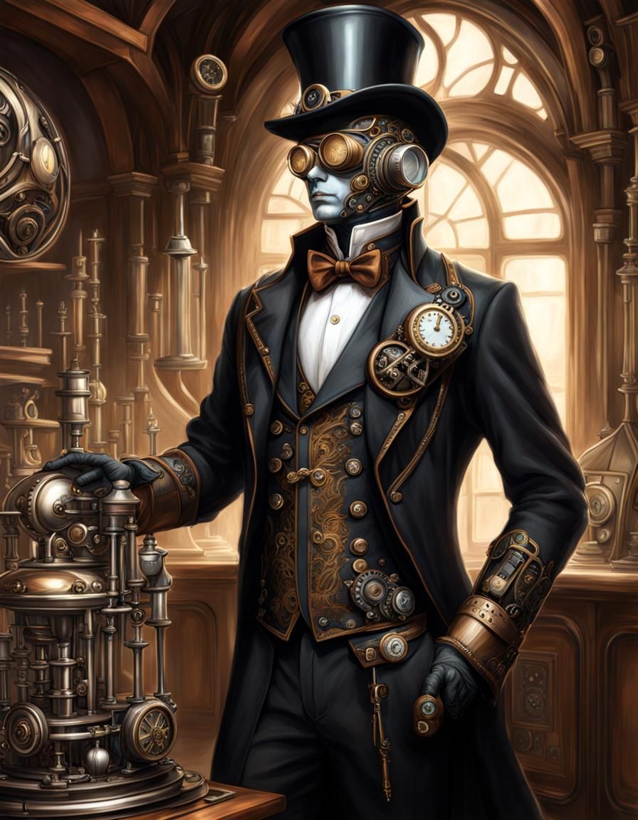 Steampunk Cyborg Butler at Service