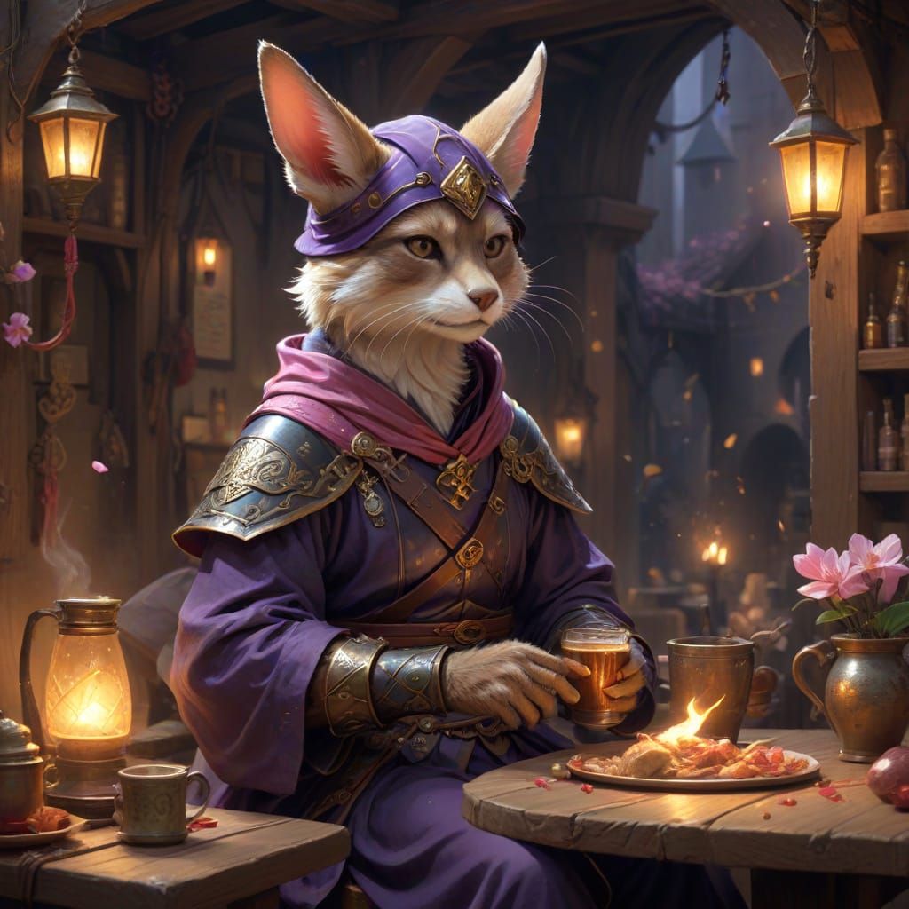 Cozy Fantasy Tavern Scene with Lively Patrons