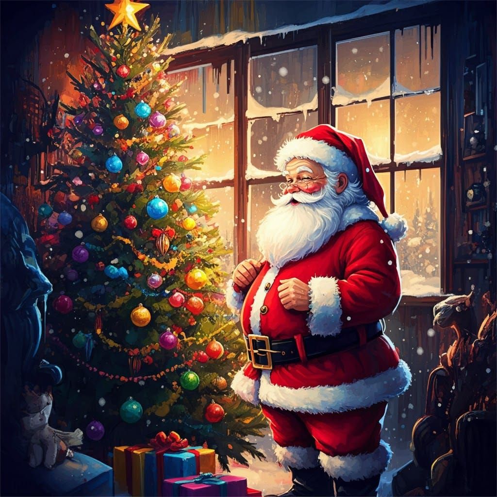 Santa Claus Celebrates Christmas: Graffiti Art Style