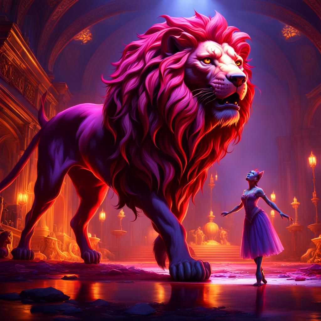 Surreal Ballerina Zombie Dog Lion in Dark Fantasy Style
