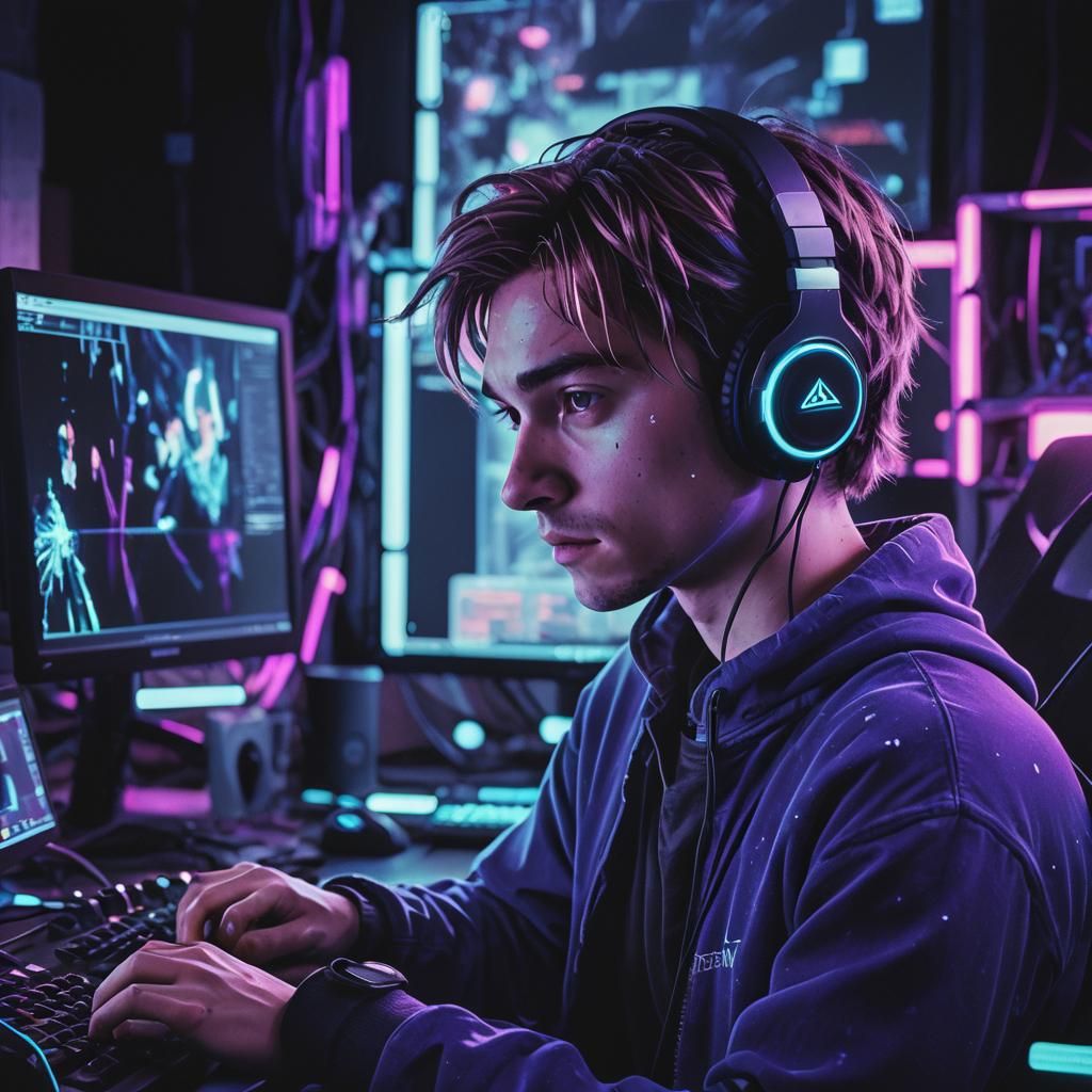 Glitch Art of Gamer at Frozen Computer