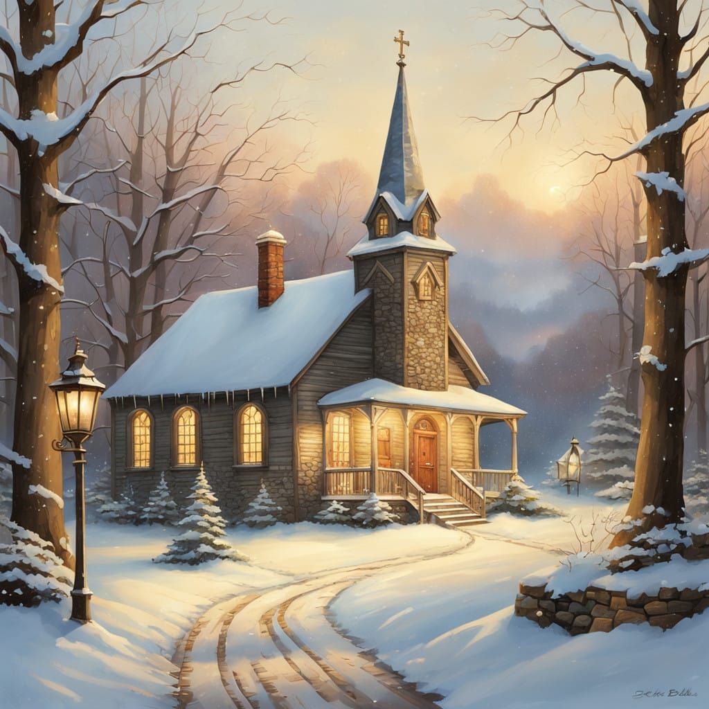 Majestic Old Church Shines in Lunar Glow