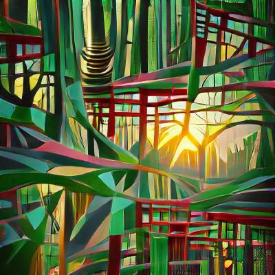 Sunrise Over a Bamboo Forest