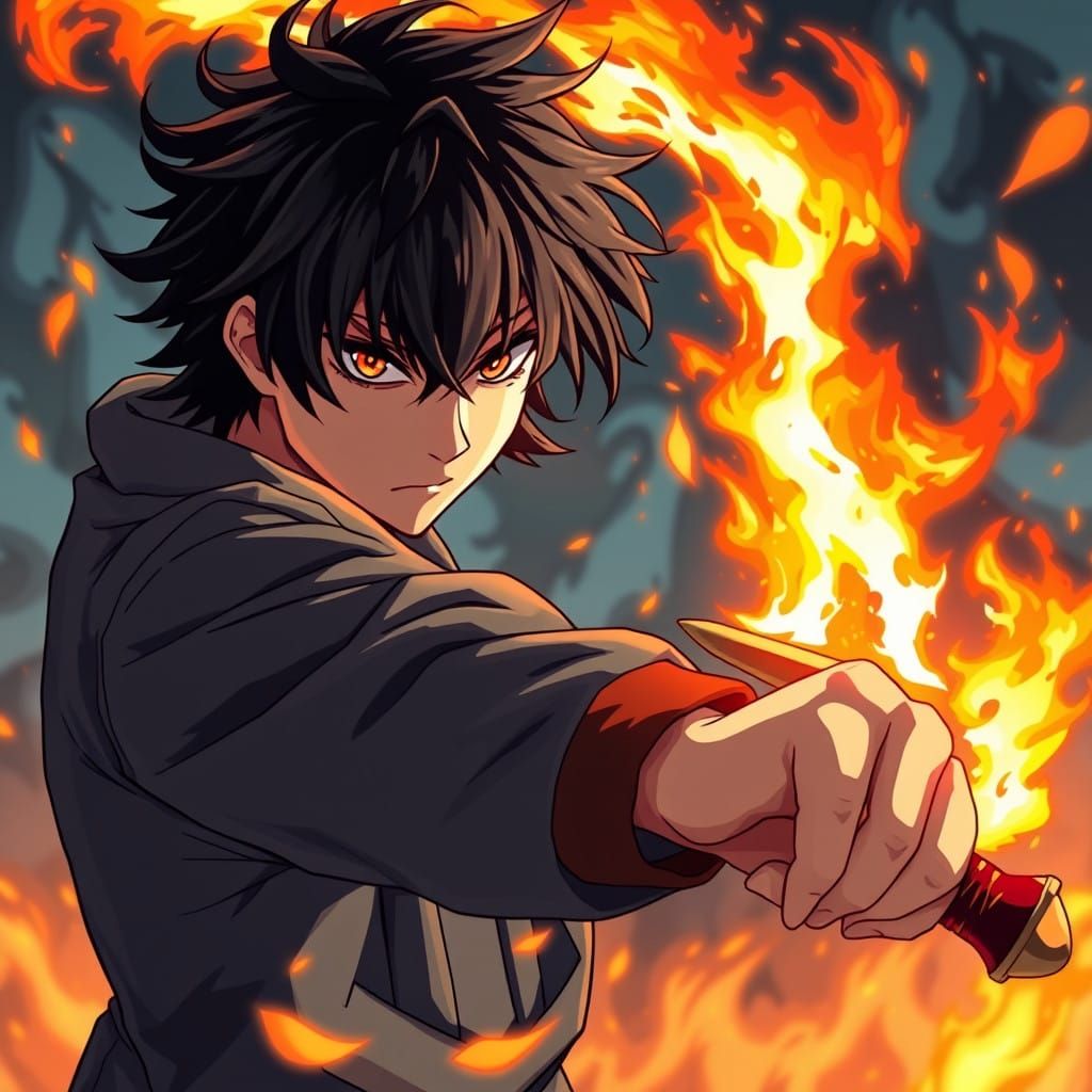 Manga-Inspired Anime Warrior Unleashes Fiery Fury