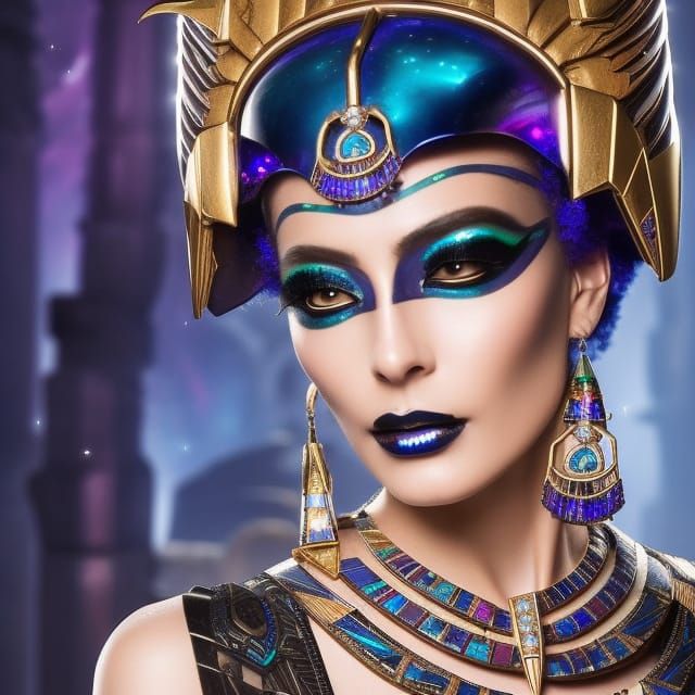 Cyberpunk Alien in Ancient Egyptian Temple