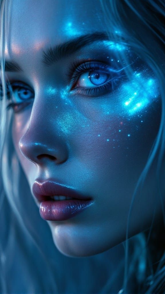 Futuristic Gothic Woman with Cybernetic Eyes and Biomechanic...