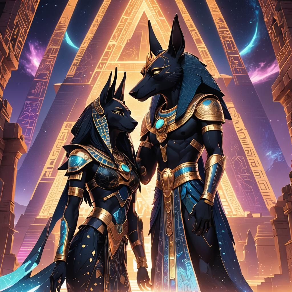 Anubis and Anput in Ethereal Cosmic Fantasy