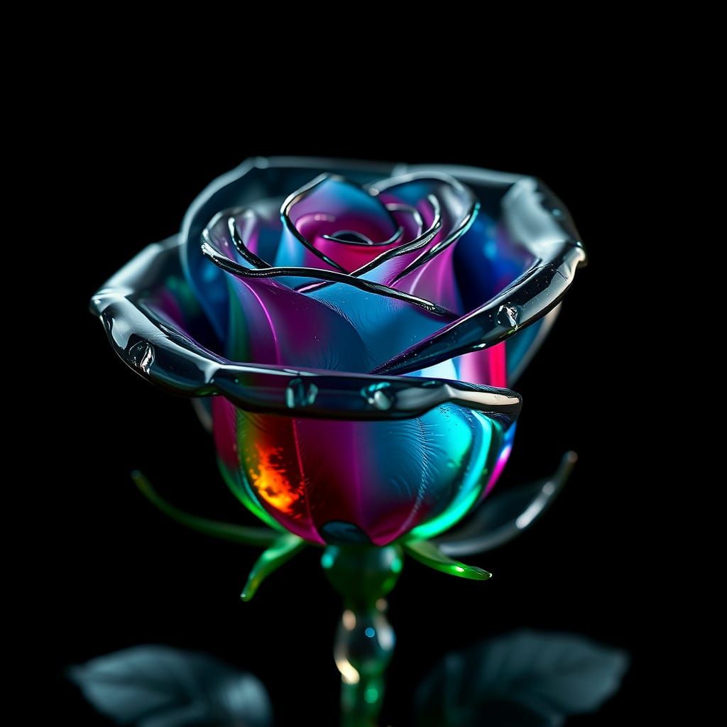 Enchanted Crystal Rose in a Velvet Black Setting