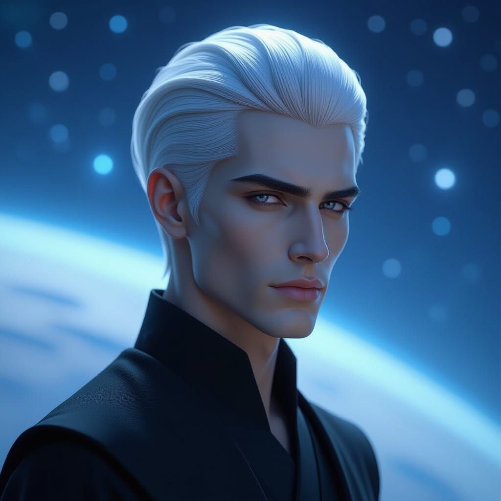 Elegant Spaceman in Anime Sci-Fi Style