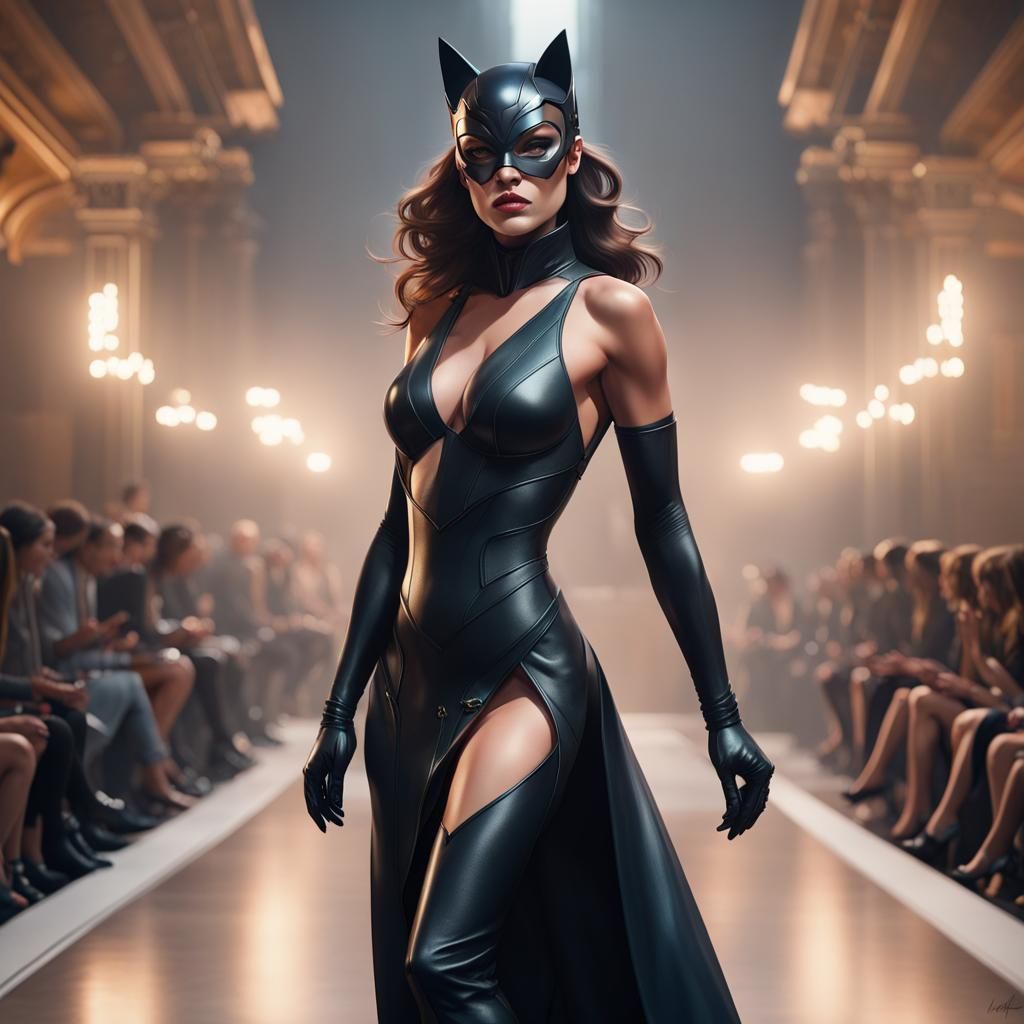 Catwoman on the Runway: Detailed 8K Portrait