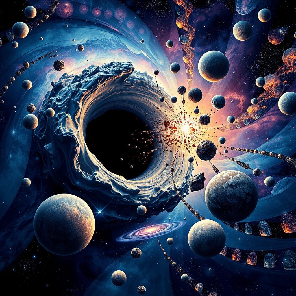 Galactic Collision in Vibrant Fractal Style