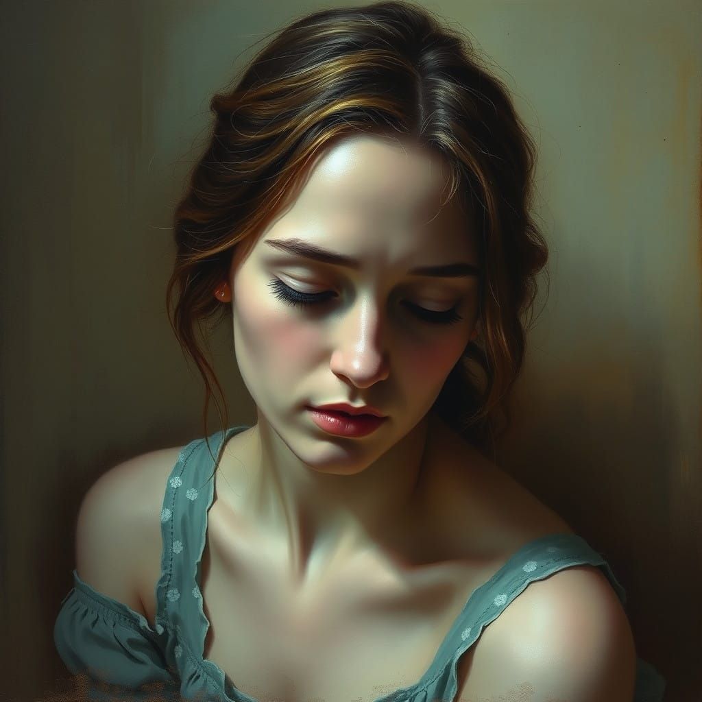 A Woman Lost in Thought, in Soft Impressionist Lighting