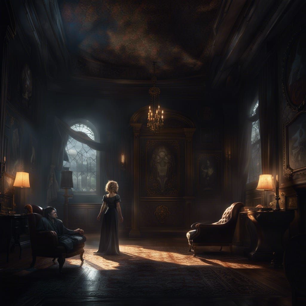 Dark Fantasy Room Where Souls Disappear, Detailed Art