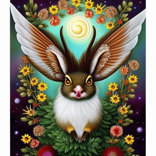 Wolpertinger Under Starry Night Sky, Hyperrealistic Digital ...