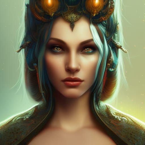 Attractive Woman in Detailed Matte Painting