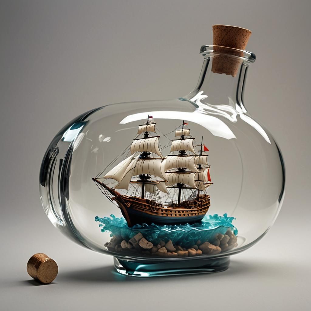 Futuristic Sailing Ship in a Bottle