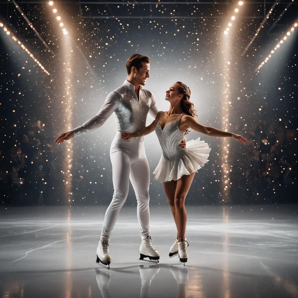Figure Skaters in Sparkling White Attire