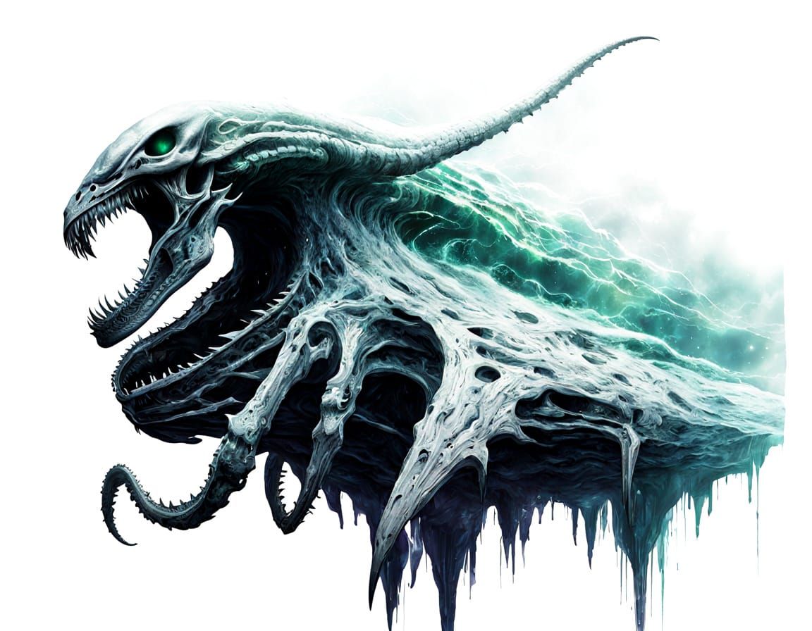 Surreal Cyberpunk Horror Poster in Dark Fantasy Style