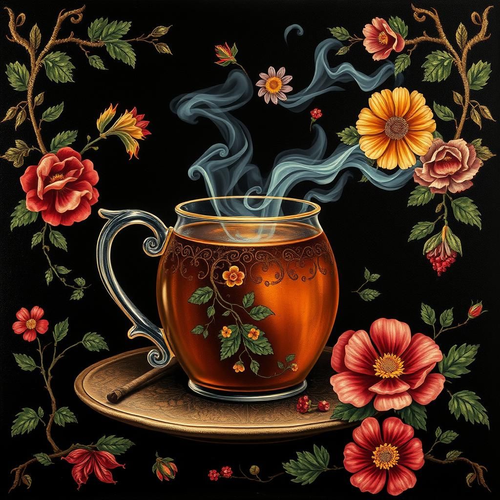 Tea Infusion in Maximalist Palekh Style