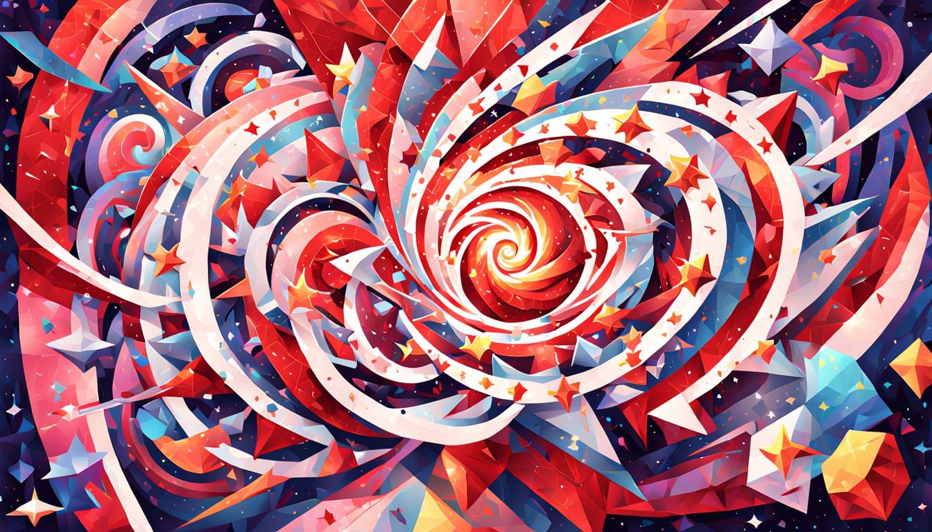 Iridescent Star Swirl in Cubist Art Deco Style