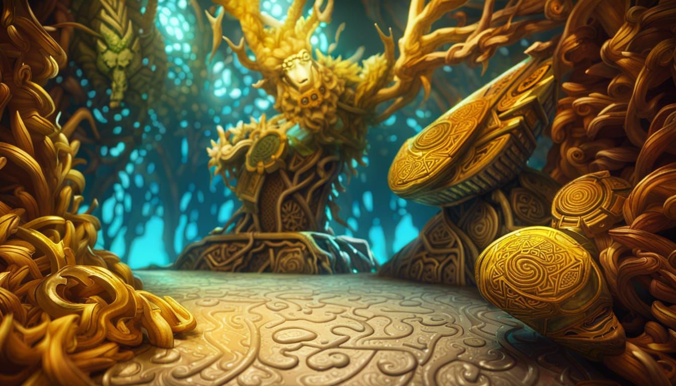 Celtic Tree Wizard in Psychedelic 3D Art